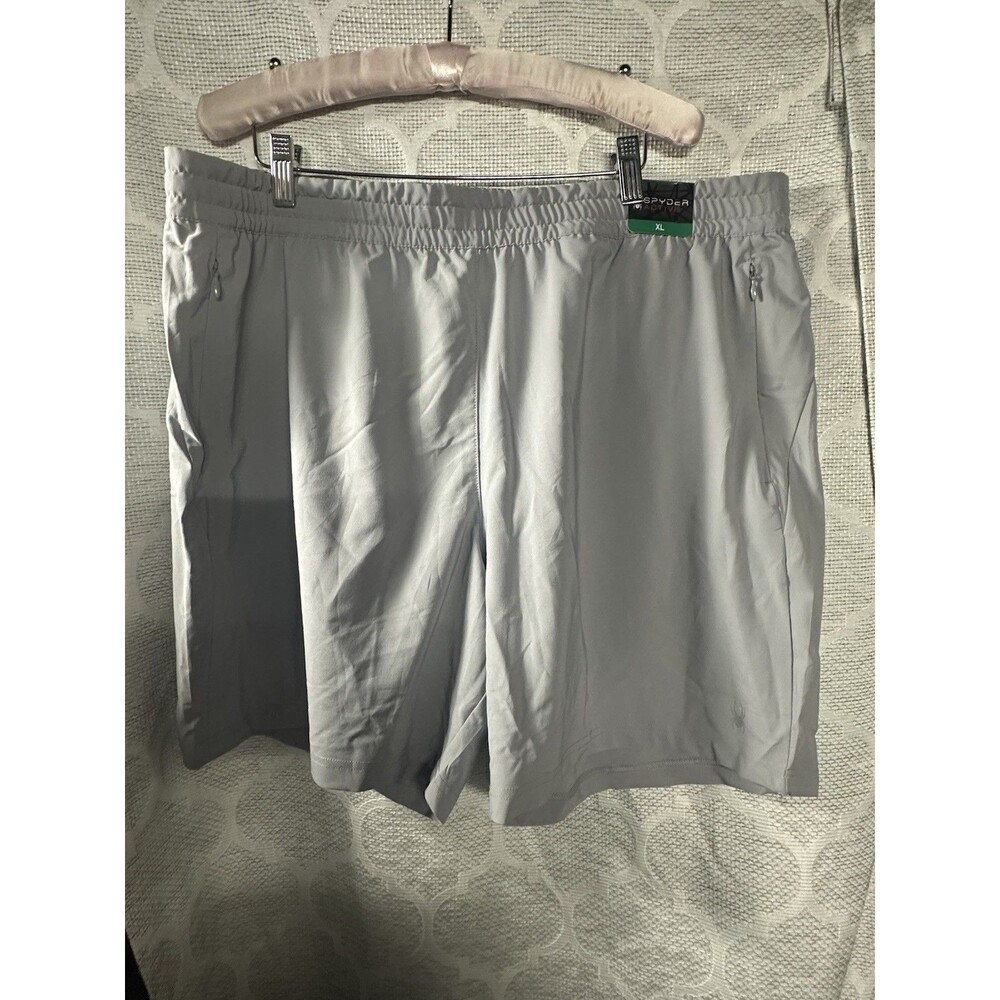 Spyder Men's Active Woven Athletic Shorts in a light gray